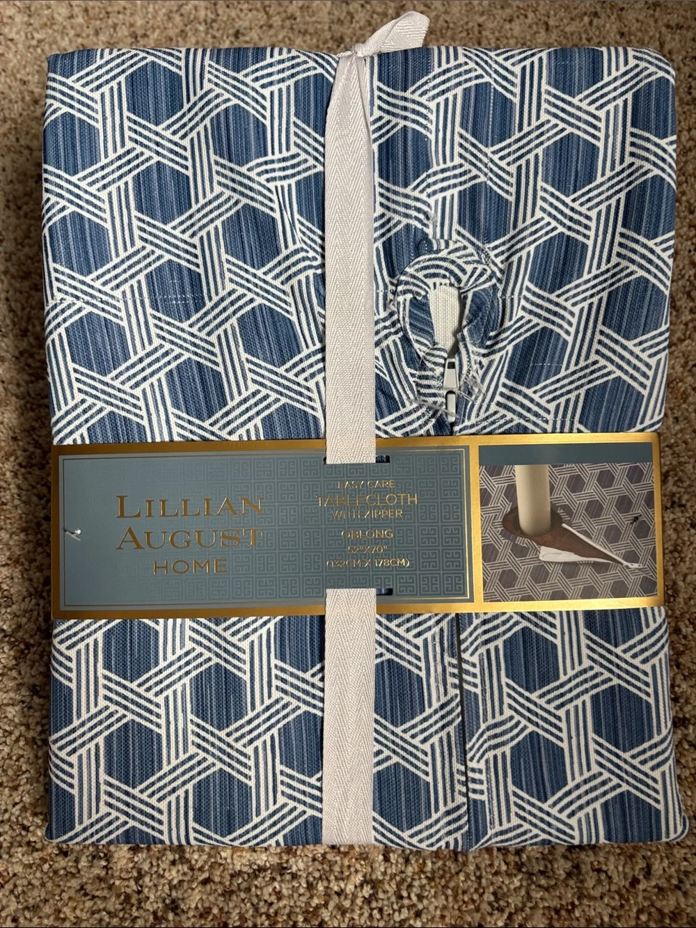 Blue Geometric Zippered Tablecloth